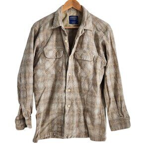Pendleton Original Board Shirt Loop Button 100% Wool Men's M Neutral Beige Plai
